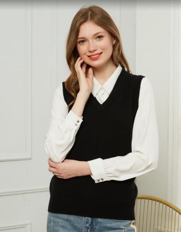 Женский вязаный жилет из шерсти с V-образным вырезом Hengyuanxiang