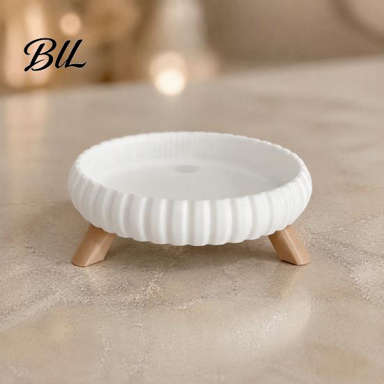Aromatherapy Organizer Round Storage Tray with Wavy Edge And Three Legged Support, Minimalist Modern Home Decor Jewelry Tray, Multipurpose Desktop for