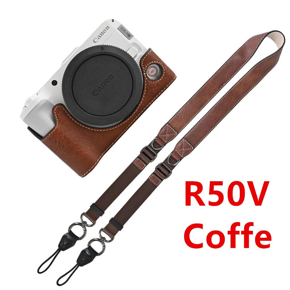 Получехол для камеры из ПУ кожи личи для Canon EOS R50V R50 R100 R8 R10 R5 R5II R6 R6II 200D 200DII SX70HS, чехол с плечевым ремнем