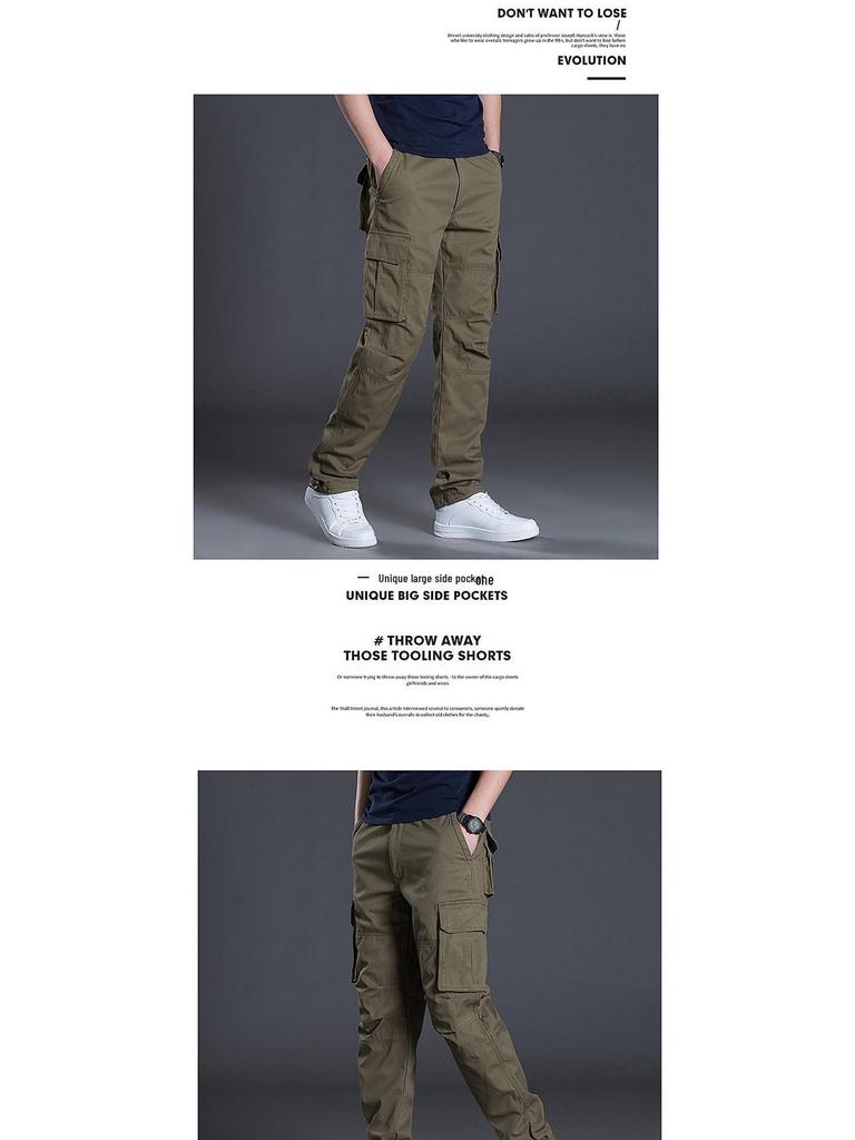Men's Multi-Pocket Cargo Pants for Summer, Spring, and Autumn - Loose, Straight-Leg Casual Trousers