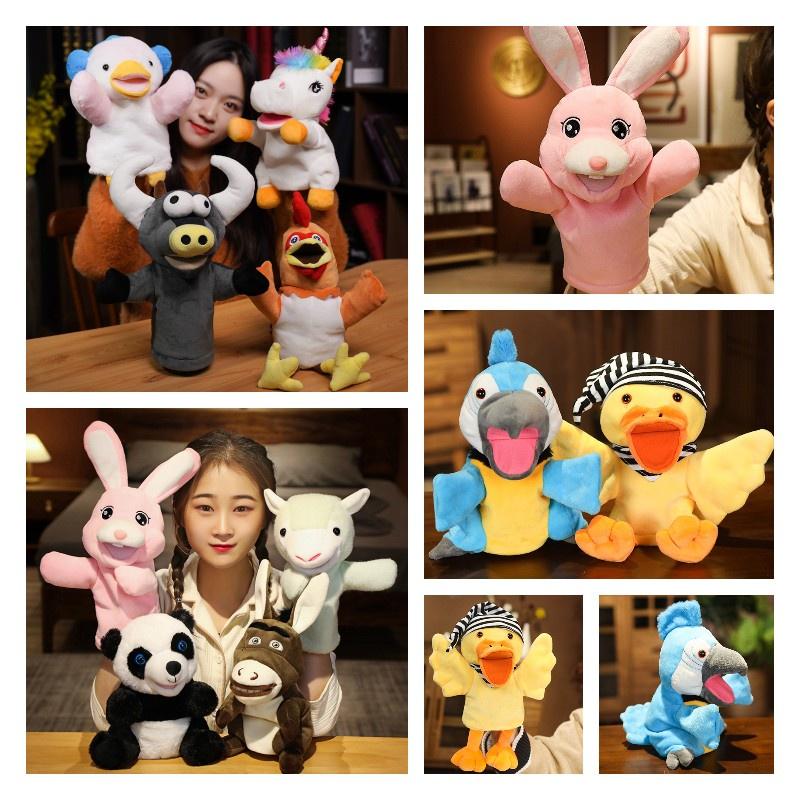 Большого размера кукла-марионетка фермерского животного Мягкая и пушистая Заяц Осел Панда Единорог Петух