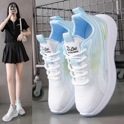 Ins корейская версия новых туфель из мушиной ткани женские летние студенческие спортивные беговые туфли повседневные туфли на платформе, увеличивающие рост W