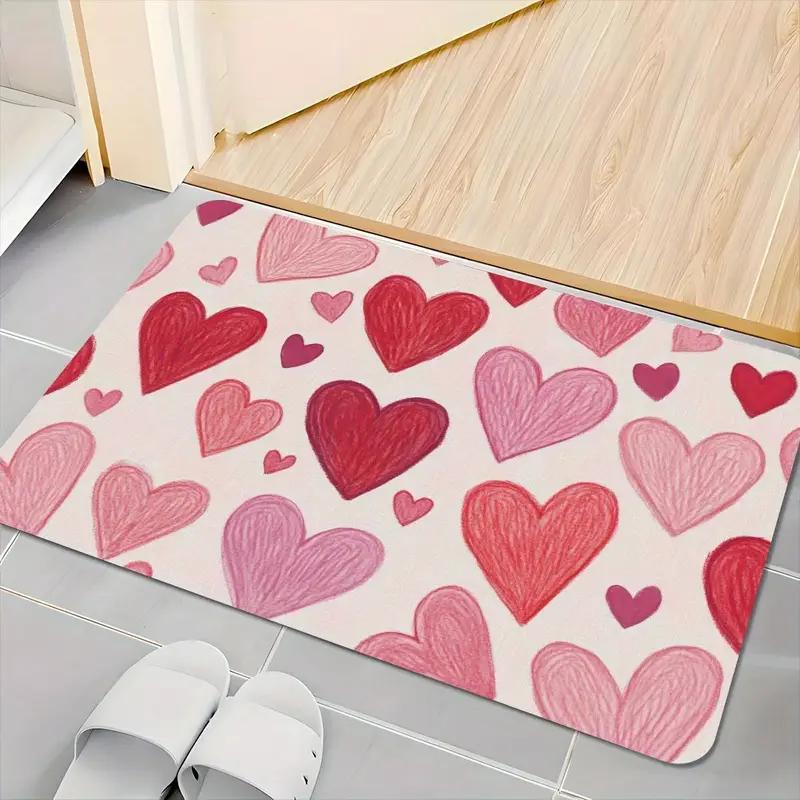 Love Cloud Door Mat Heart Shape Blue Sky Entrance Rug Cute Welcome Mat Indoor Non-Slip Home Hallway Floor Decor Romantic Gift