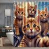 3D Занавеска для душа с котенком Реалистичные мордочки кошек Мультяшное искусство Веселый Декор для ванной Водонепроницаемая Печатная занавеска Домашний стиль