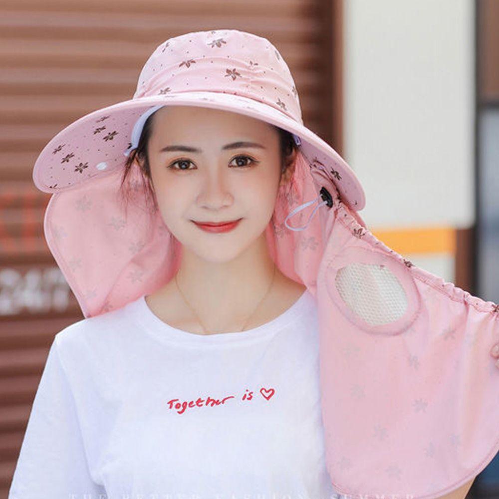 Polyester Do Farming Work With Neck Flap Summer UV Protection Women Sun Hat Flower Print Bucket Hat