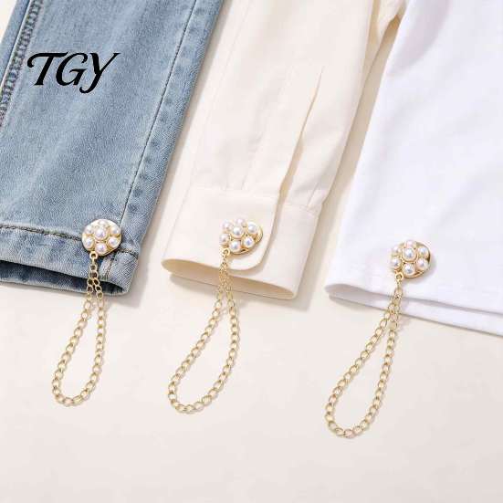 Magnetic Trousers Hem Clip Faux Pearl Flower Clothing Pin, Button for Shortening Adjustable Pin Shirt Hems Pants Legs, Clothes Decorative with