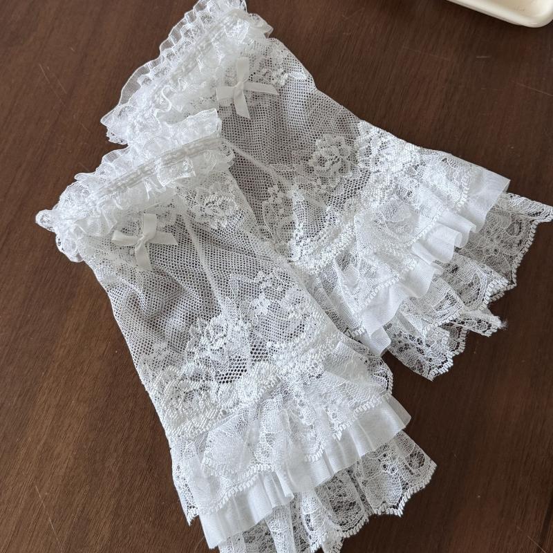1 пара манжет из белого кружева в европейском женственном стиле, декоративный воротник-стойка, аксессуары для женской одежды, декоративные рукава для свадебного платья