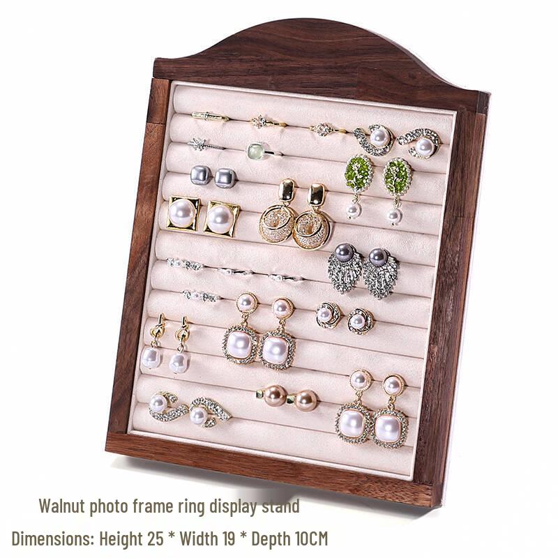 Walnut Jewelry Display Stand Set: Ring Tray & Necklace Mannequin