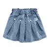 Детские джинсовые шорты для летней верхней одежды, плиссированные джинсовые шорты для девочек