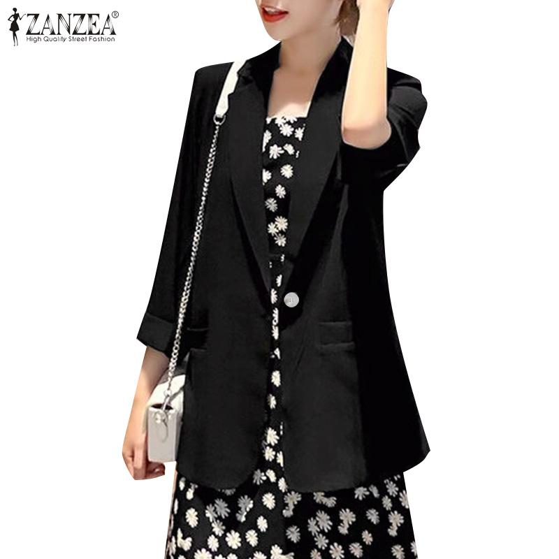 ZANZEA Женский тонкий кардиган с зазубренными лацканами и длинным рукавом