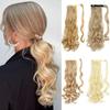 Women Fashion Long Wavy Ponytail Synthetic Fiber Natural Wavy Wrap Around Hair Extensions Daily Wear Long Wavy Hairpiece