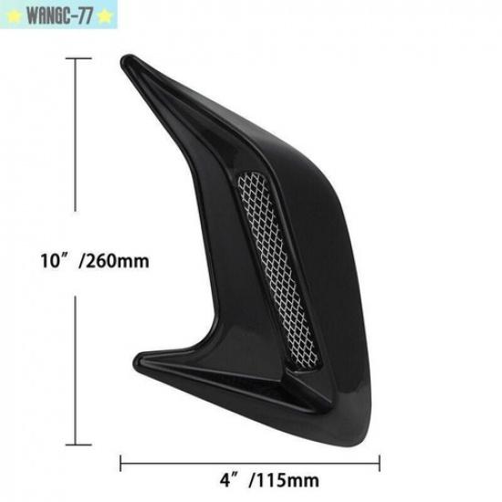 2pcs Black Car Decorative Side Vent Air Flow Fender Intake Sticker Decor