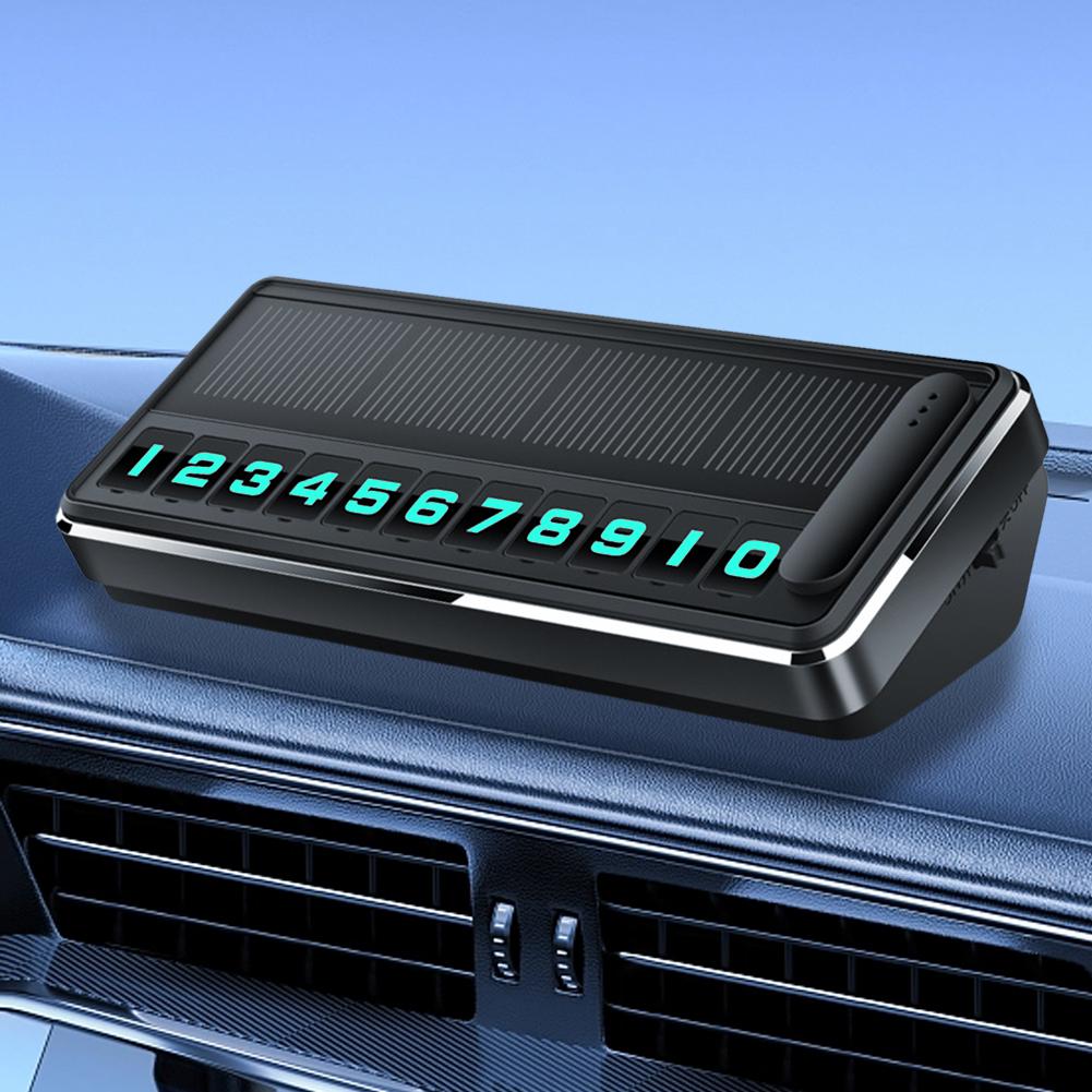 Карточка для временной парковки автомобиля на солнечных батареях Универсальный номерной знак телефона Светодиодное освещение Карта с номером телефона на парковке Аксессуары для автомобиля