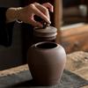 Tea and Sugar Storage Jar Rough Pottery Tea Jar Household Portable Ceramic Sealed Jar Small Tea Can Moisture-proof Sealed Can