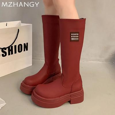 Модные женские высокие сапоги на платформе, высокие каблуки, модная женская обувь, ботильоны, тренд 2025 года, новые мотоциклетные сапоги, зимние женские ботинки