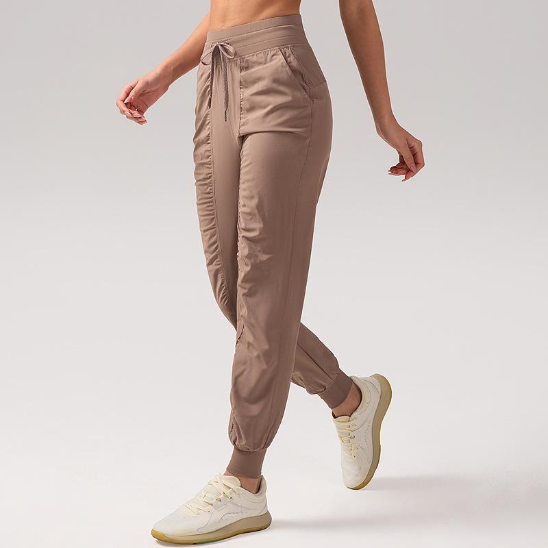 Women's Quick-Dry Pleated Sports Pants - Summer Running, Fitness, Casual Straight-Leg Design with Drawstring.