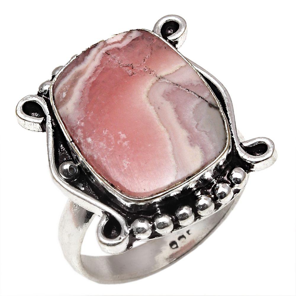 Rhodochrosite Gemstone Handmade Silver Jewelry "7.5"