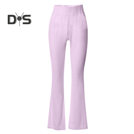 Женские брюки с высокой эластичной талией, эластичные однотонные нитки, облегающие брюки с расклешенным подолом, мягкие теплые длинные спортивные брюки для йоги, осенне-зимние спортивные штаны