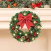Рождественский венок, зеленая искусственная гирлянда из веток с красным бантом, еловыми шишками, гроздьями ягод, многоразовый праздничный венок для подвешивания в помещении и на улице