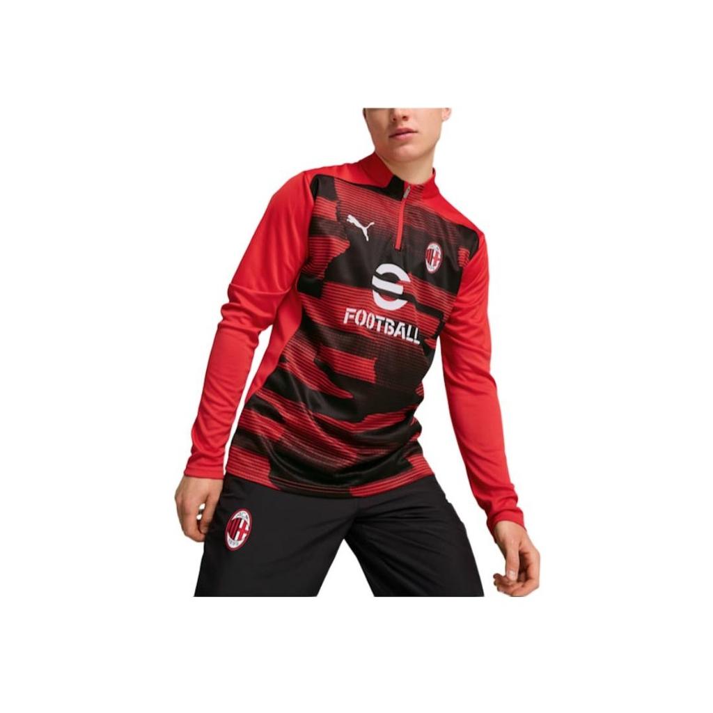 Puma Футболка Ac Milan 2024-25 Pre-Match 1/4, удобная, повседневная, быстросохнущая, влагоотводящая, с длинным рукавом, мужская, цвет красный, черный 777714-01