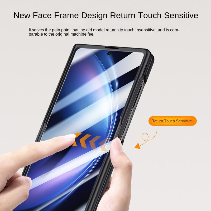 Для VIVO X Fold 5 360° Вращающаяся Кожаная Магнитная Линза Полная Защита Закаленное Стекло Магнитный Ударопрочный Чехол для Телефона