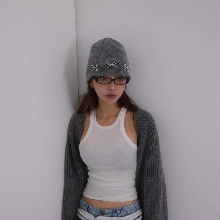 Knitted wool hat Korean blogger three-dimensional butterfly autumn and winter ins new wool cold hat warm and versatile