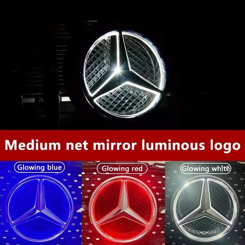 Car Sticker 2025 Hot For Mercedes Benz Car Front Grilled Star Emblem LED Illuminated Logo White Blue Red Light for Mercedes Benz