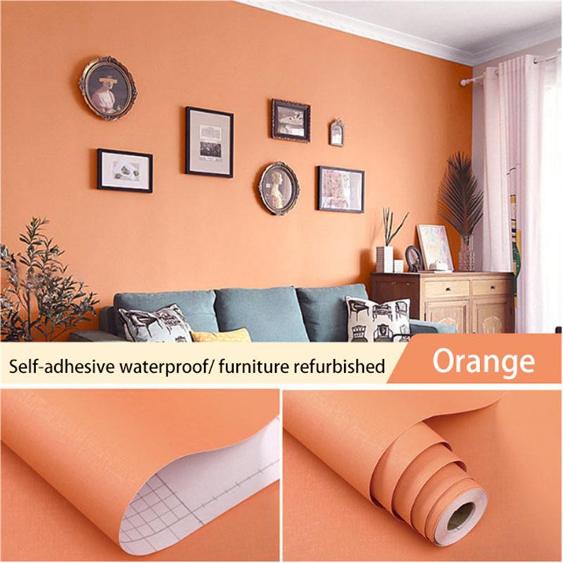 Macaron Solid Color Self-adhesive Wallpaper Stickers Bedroom Living Room Wardrobe Door Decoration Pasted Waterproof Refurbished Wallpaper