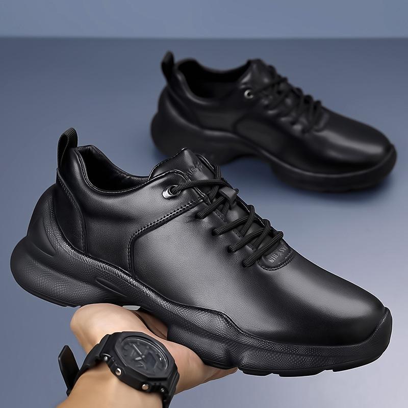Новые зимние кожаные кроссовки business casual кожаная обувь полностью черные официальная обувь легкая для поездок