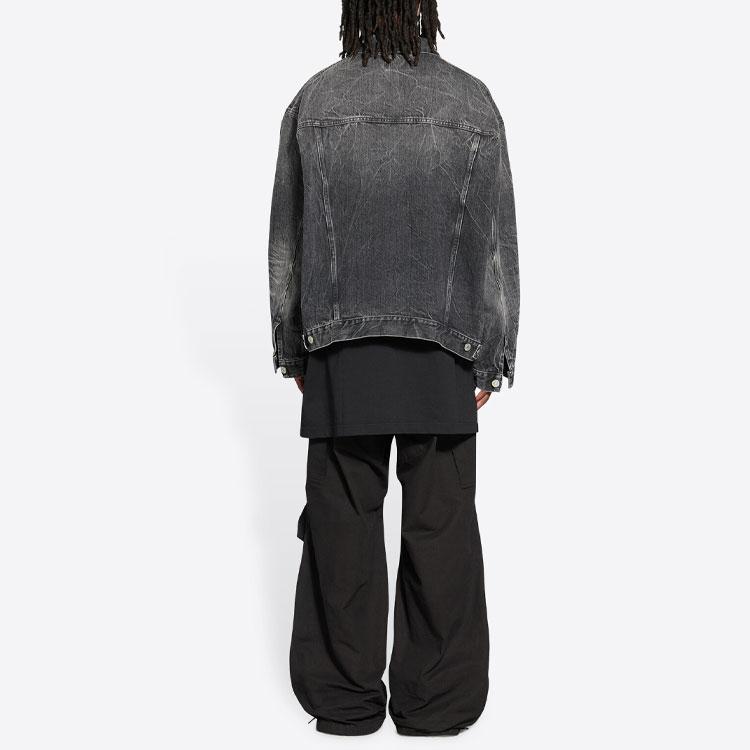 Balenciaga SS22 Denim Jacket Unisex Black Gray 704949TBP471090