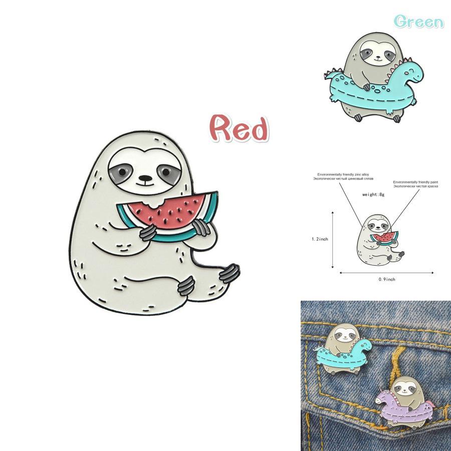 Очаровательный мультяшный эмалевый пин-значок с ленивцем мятно-зеленого цвета, идеально подходящий для стильных лацканных аксессуаров