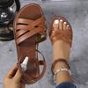 Женская обувь Тапочки 2024 Лето Женские сандалии на плоской подошве с римским ремешком Нескользящая резиновая подошва Модные женские повседневные сандалии