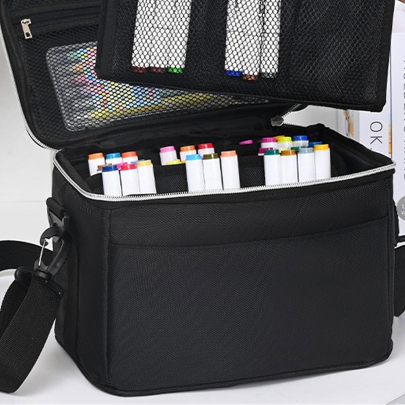 120 Slots Marker Storage Bag With Adjustable Shoulder Strap High Capacity Marker Organizers Carrying Case for Artist