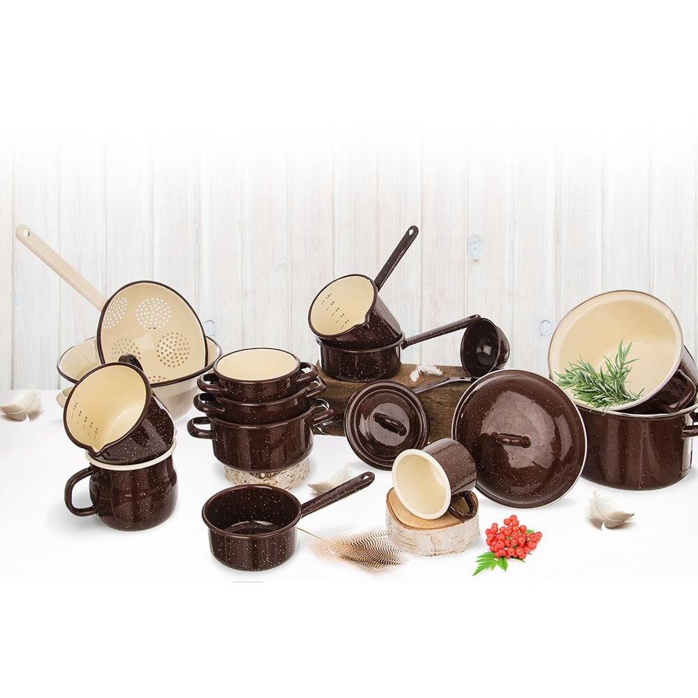 Enameled Steel Mug with Handle Brown Speckled 400ml BROWN Orion