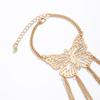 Vintage Open Hollow Finger Ring Link Chain Butterfly Bracelet for Women Punk Gold Color Cuban Chain Hand Jewelry Party