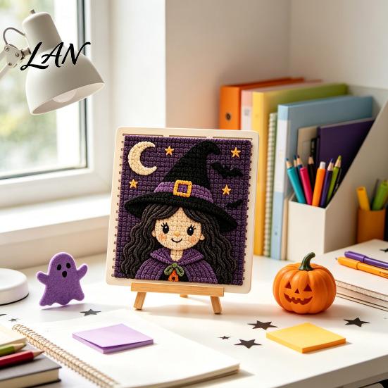 Festive Desktop Ornament Making Halloween Fabric Weaving Kit, Spooky Pumpkin Ghost Witch Skull DIY Parent Child Interactive Activity Craft Handmade No