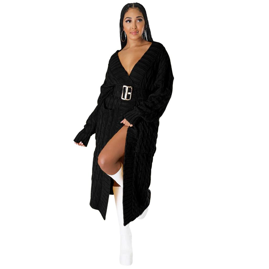 Женское сексуальное пальто-свитер с длинным рукавом в европейском и американском стиле - мода осень/зима