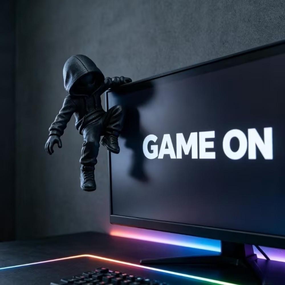 Creative Climbing Ninja Statue 3D Printed Ninja Ornaments Novelty Monitor Top Decor Gaming Room