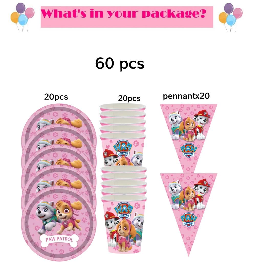Розовая Вечеринка в честь Дня Рождения Щенячий Патруль Декор Скай Одноразовая Посуда Скатерть Тарелки Фольгированные Шары Праздник для Малыша Девичник Товары для Вечеринки