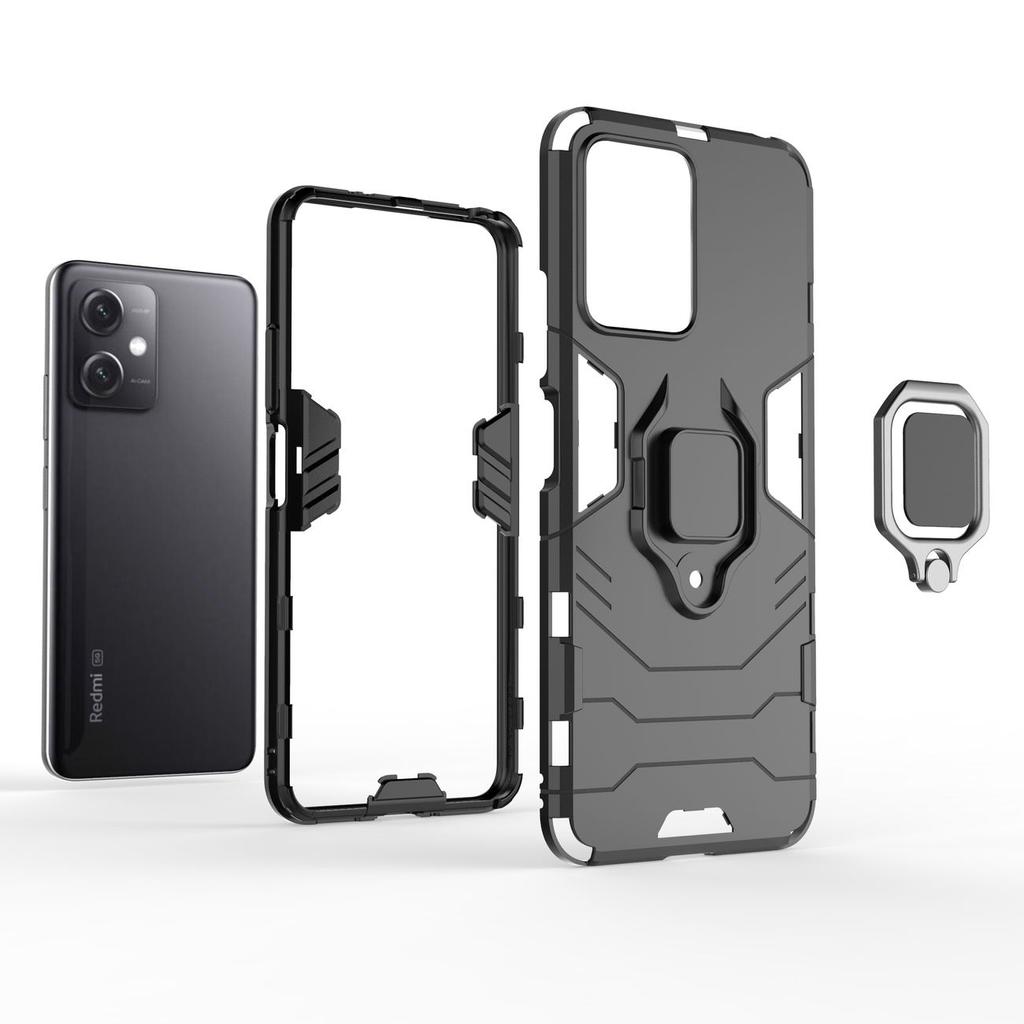 Xiaomi Redmi Note 12 / Poco X5 5G Magnetic Ring Armor Case - Durable Black Protective Cover