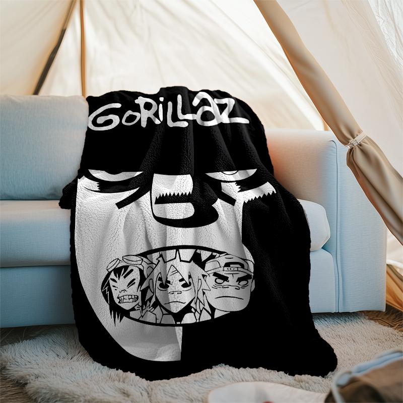 G-Gorillaz band printed blanket—lightweight,soft,warm;versatile blanket all seasons—perfect as &air-conditioning throw,nap blanket