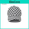 Print Hat Plaid Unisex Baseball Color Matching Long Brim Adjustable Ponytail Hole Antiuv Sun Protection Outdoor Sport Peaked Cap
