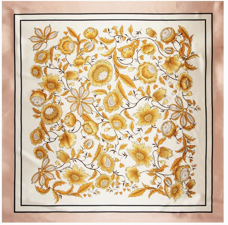 NEW 90*90cm Luxury Brand Women Silk Scarves Plaid Horse Square Scarves Spring Summer Shawls For Ladies