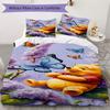 3pcs cartoon duvet cover set (1 duvet cover + 2 pillowcases, duvet insert not included), cute Winnie the Pooh print bedding set.