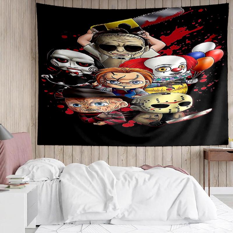 Halloween-horror Print Tapestry, Backdrop, Easy Setup, Ideal for Bedroom, Office & Living Room, with Aesthetic Wall Hanging Decor.