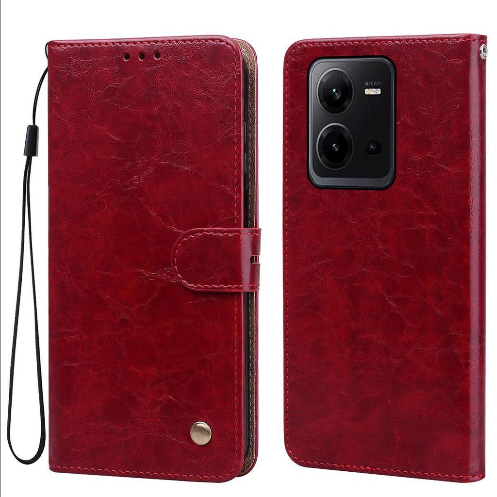Винтажный чехол-бумажник из ПУ кожи с текстурой Crazy Horse для Vivo V25e, V25 5G, с держателем для карт, подставкой, противоударный защитный чехол