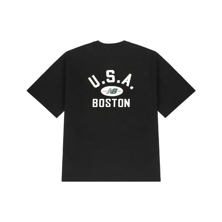 New Balance Футболка Boston Tee Азиатский размер 'Черный Белый' Мужская AMT22391-BK