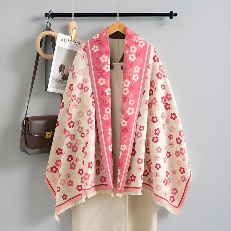 Luxury Double-Sided Women's Scarf: Thick Imitation Cashmere Shawl & Neck Warmer for Autumn/Winter