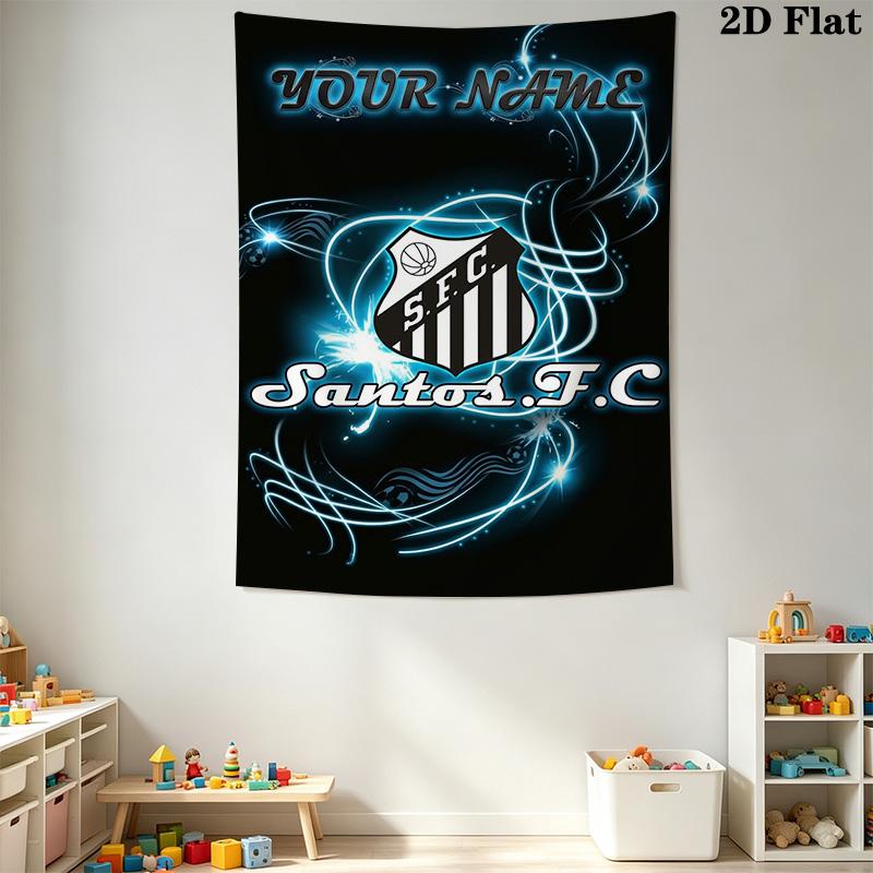 Name Custom Santos FC Wall Tapestry Aesthetic Wall Hanging Printed Fabric Blanket Decorative Tapestries for Bedroom Living Room Home Decor
