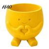 Office Desk Ornament 3D Printed Cute Smile Plant Pots, Succulent Planters for Indoor Plants, Animal Shape Planter Funny Small Flowerpot, Unique